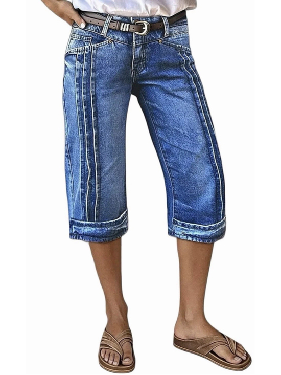 Flamingals Denim - Flamingals Straight Leg Mid Waist Capri Jeans S